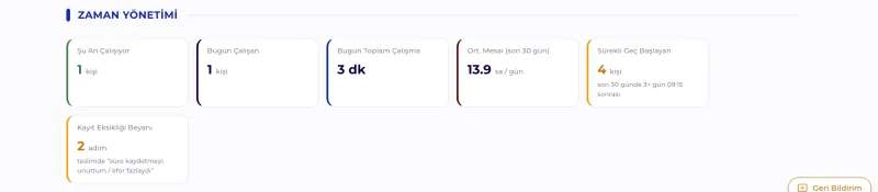 Dashboard · Mesai